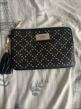 Victoria's Secret Black Clutch with Gold Studs and Tassel